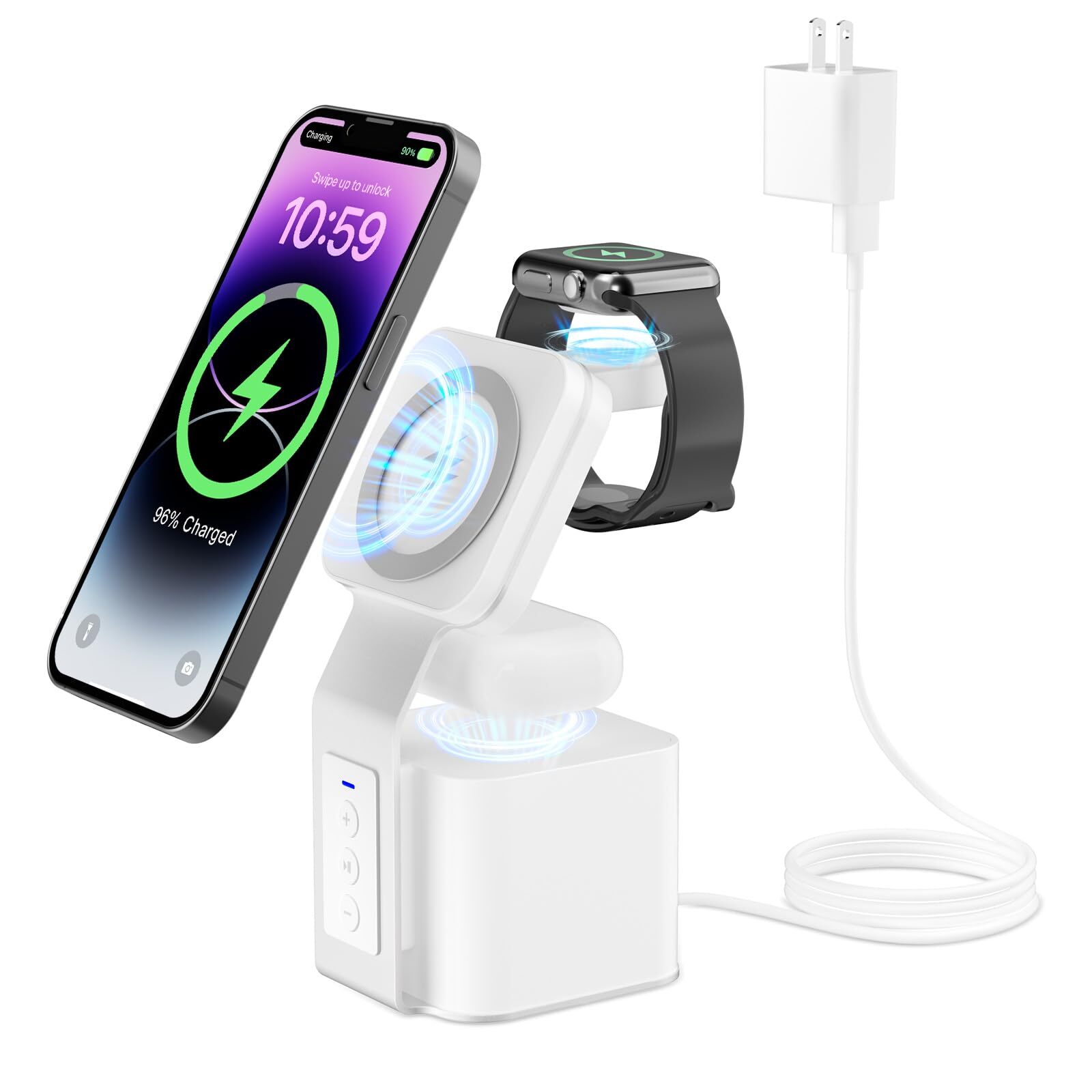Wireless Charging Station - 4 in 1 Magnetic Wireless Charger, Fast Wireless C...