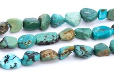 4-10MM Blue Green Turquoise Pebble Nuggets Grade A Genuine Natural Beads 15.5"
