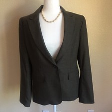 Elie Tahari Women's SZ10 Brown Virgin Wool Fully Lined One Button Blazer Jacket