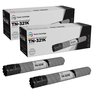 LD Compatible Konica-Minolta A33K130 TN-321K 2pk Black C224 C284 C364