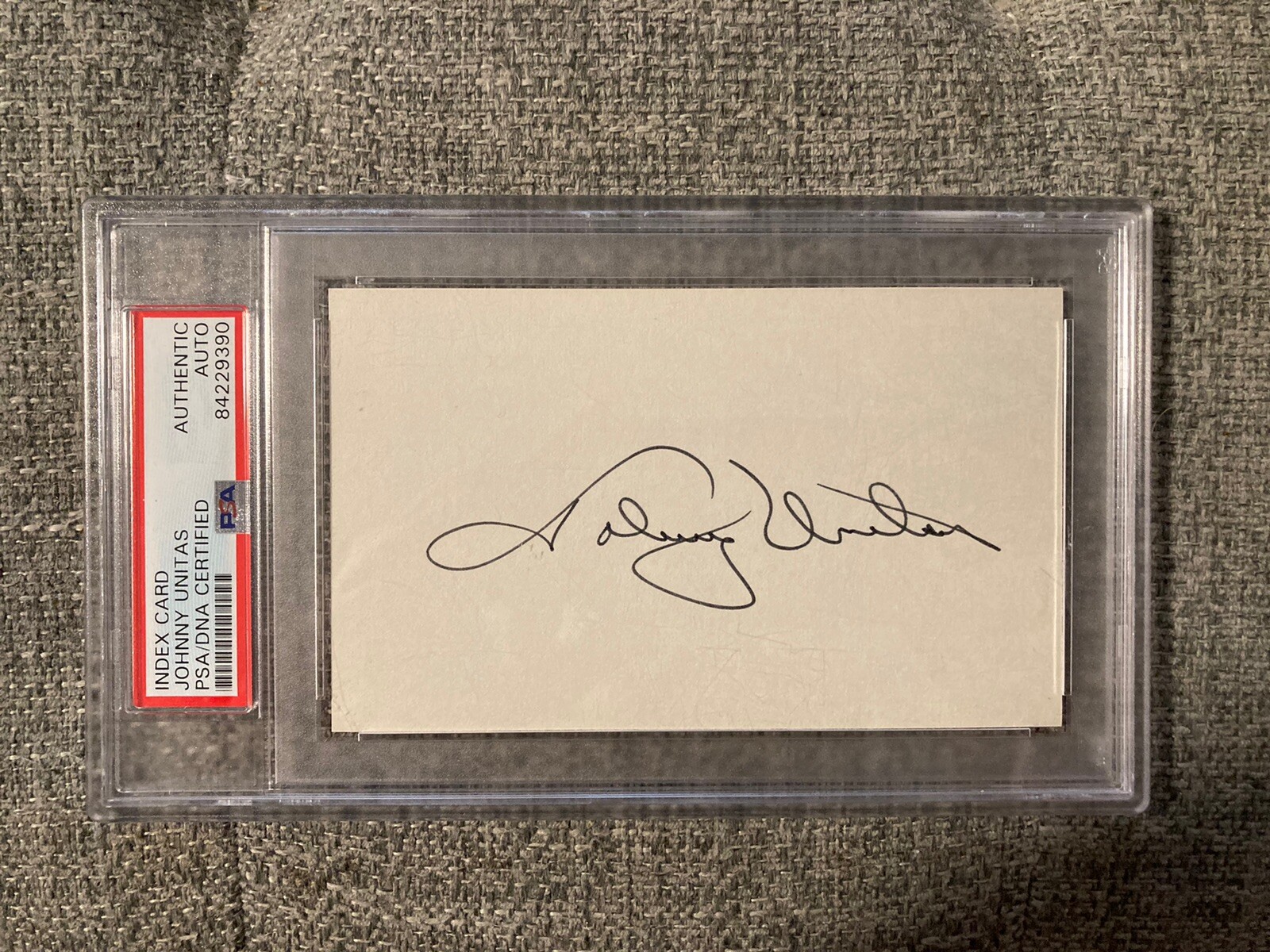 Johnny Unitas Autographed Unlined Index Card Colts HOF PSA/DNA Certified
