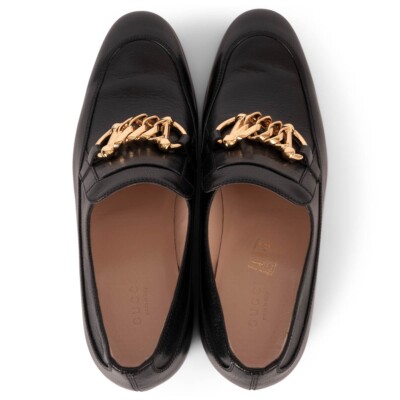 69541 auth GUCCI black leather ICE LOLLY Loafers Shoes 39 | eBay
