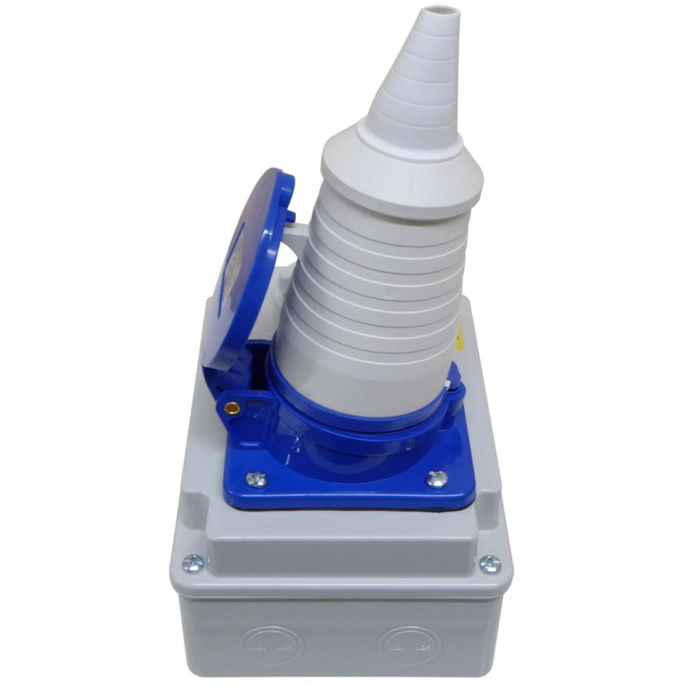 32A Interlock Socket and Plug 32 Amp 3 Pin 240v Blue IP44 Caravan Park Workshop - Image 3 of 4