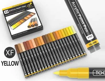 TOOLI-ART Acrylic Paint Pens 22 Assorted Yellow & Browns Pro Color Series (EXTRA FINE)