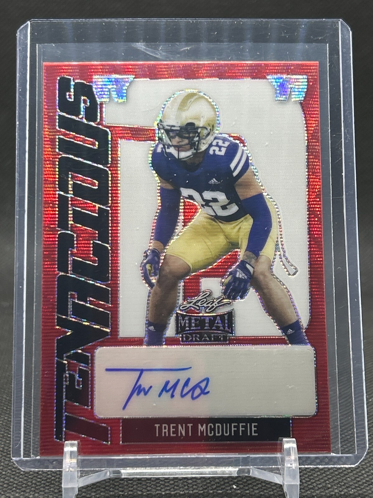 Trent McDuffie Leaf Metal Draft Tenacious D Autographs #TDTM1 Red Wave