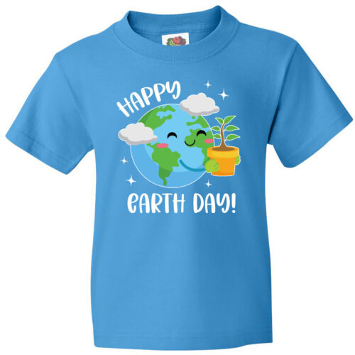 Inktastic Happy Earth Day Cute Smiling Planet Earth With Tree Youth T-Shirt Air