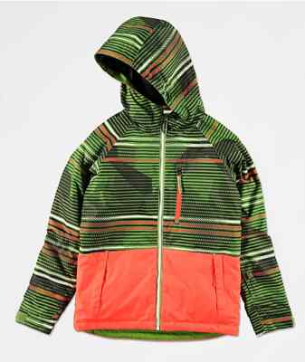 686 Boys Jinx Snowboard Jacket (M) Camp Green Stripes