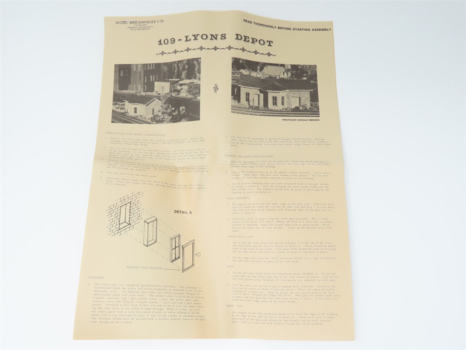 HO 1/87 Scale Model Masterpieces 109 Lyons Depot Kit eBay