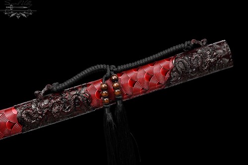 Handmade Katana/Manganese Steel/Fighting Master/Real/Collectible Sword/Red - Picture 11 of 12