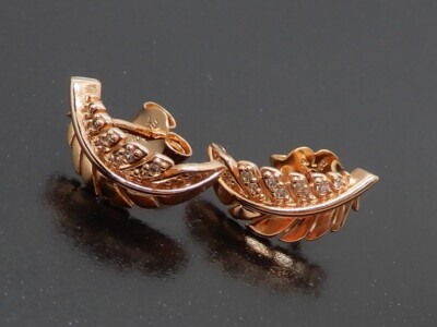 Pandora 14K Rose Gold-Plated Floating Curved Feather Stud