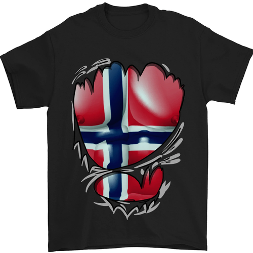 Gym Norwegian Flag Ripped Muscles Norway Mens T-Shirt 100% Cotton - Picture 6 of 18