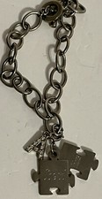Bracelet Initial "A" Letter "A" Rhinestone Silver Best Friend Charms Big Chain