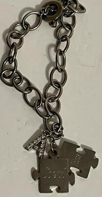 Bracelet Initial ''A'' Letter ''A'' Rhinestone Silver Best Friend Charms Big Chain