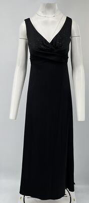 Armani Collezioni Black Silk Sleeveless Sequin Crossover Top Evening Gown sz 4