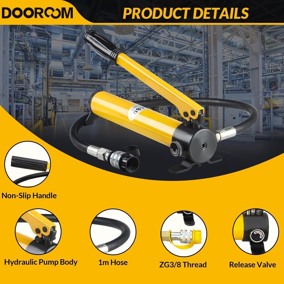 Dooroom CP180 Manual Hydraulic Hand Pump Without Oil Gauge Fit 5T/10T