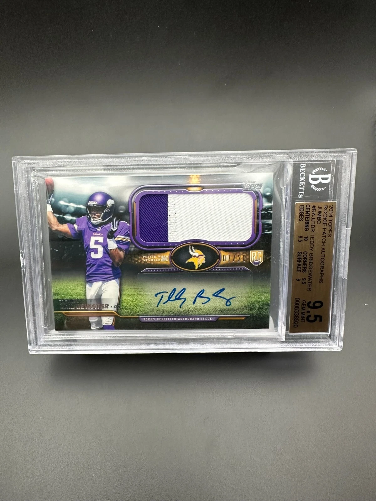 Teddy Bridgewater Topps Inception Rookie Jumbo Patch Autographs #TB Magenta