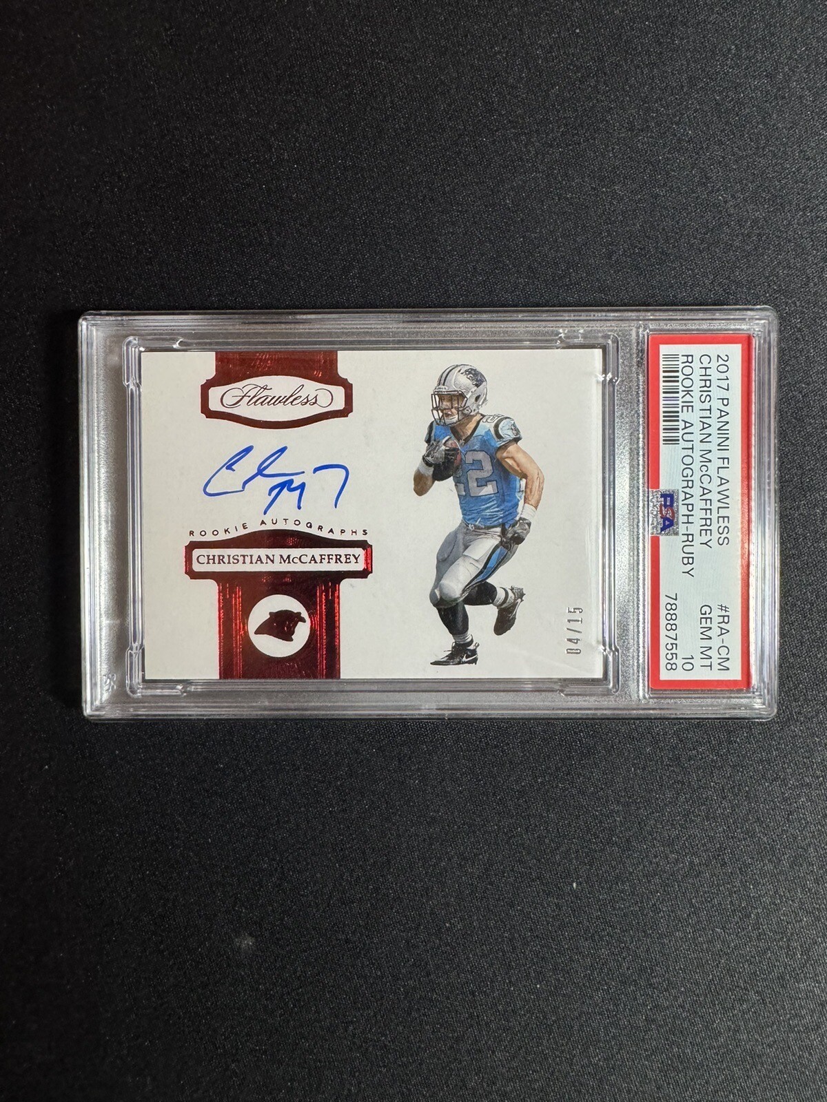 Christian McCaffrey Panini Flawless Rookie Autograph #RACM Ruby