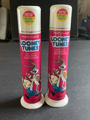 (2) 1986 Looney Tunes Toothpaste Pump for Kids * Bugs Bunny ** Still Sealed MINT