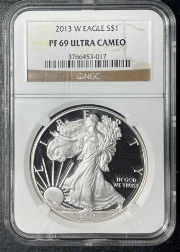 2013-W PROOF SILVER EAGLE ~ NGC PF69 ULTRA CAMEO CLASSIC BROWN LABEL