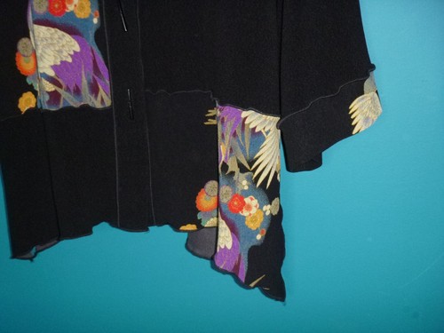 Moonlight Y&S Fashion Design Kimono Jacket with Asian Birds Flowers Sz 2X - Picture 5 of 11