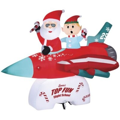 7.5' Flight School Santa Scene Inflatable LED Light Outdoor Yard Christmas Decor