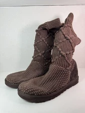 UGG Australia Womens Classic Cardy Knit Boots Size 8 5879 Fold-Over See Photos**