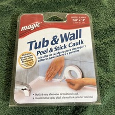 Magic Peel  Stick Caulk Tub  Wall WHITE 7/8" x 11' Bathtub Shower Water Seal
