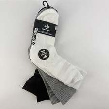 CONVERSE Made For Chucks 3 Pk Half Cushion Qtr Socks Size 4-10 White Gray Black