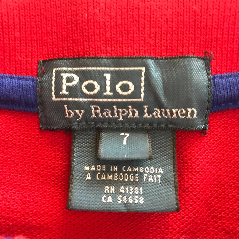 POLO Ralph Lauren USA Big Pony Polo Shirt Youth Boys 7 Red Short Sleeve Stitched - Image 3 of 4