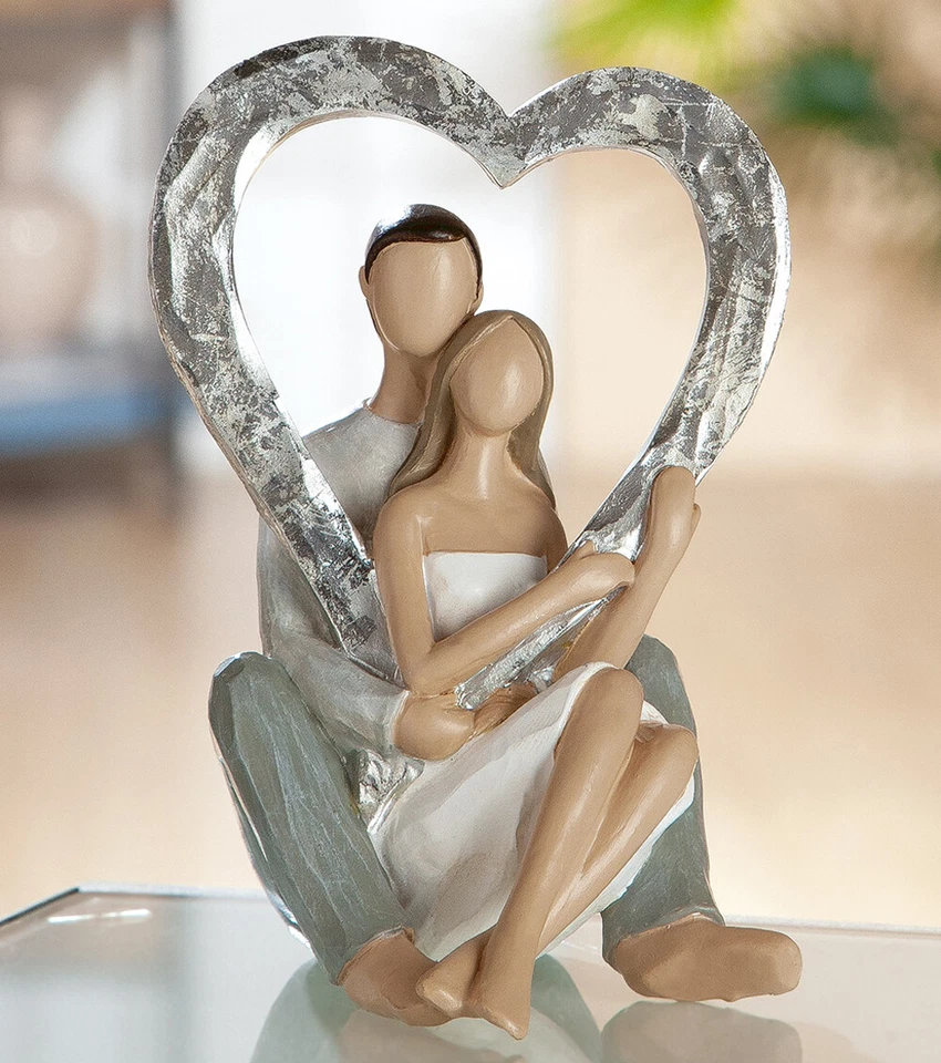 Gilde Skulptur Liebespaar Herz-Rahmen Kunstharz Verliebte Glück 36810 - Bild 1 von 1