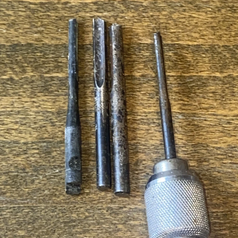 Manitas Stanley Yankee vintage No. Destornillador de trinquete espiral 46Y EE. UU. con 4 brocas Foto 4 de 4