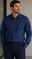 Calvin Klein Non-Iron Moisture Wicking Slim Fit Blue Geometric Shirt 16.5 32/33