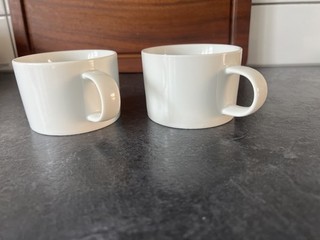 2 x Crate & Barrel Maison White Coffee Tea Cups White 8oz Flat Bottom Japan