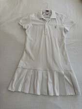 Ralph Lauren White Drop Waist Pleated Tennis Dress Size Medium
