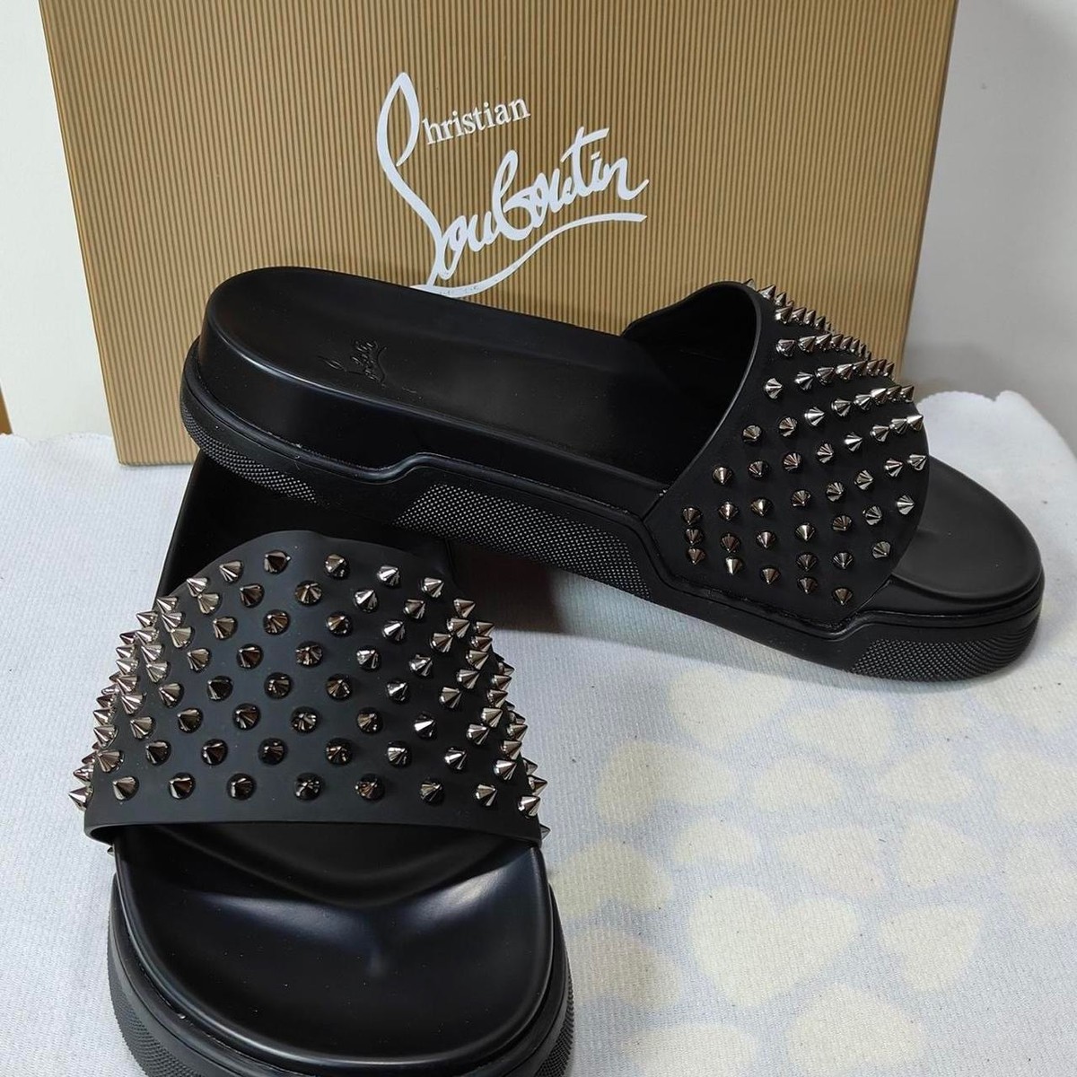 CHRISTIAN LOUBOUTIN Pool Fun Slide Sandals Men's US Size 11US/44EU