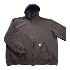 Carhartt Men s K122 Midweight Full-Zip Hooded Sweatshirt Jacket Brown size 3XL