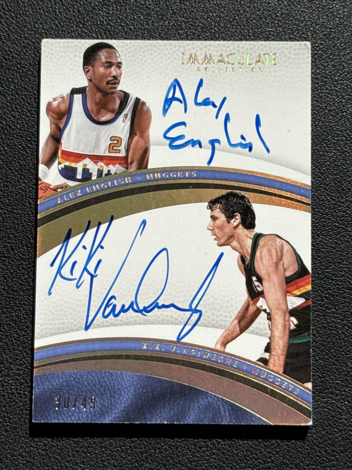 2016-17 Panini Immaculate Dual Auto 30/49 Alex English Kiki VanDeWeghe #49
