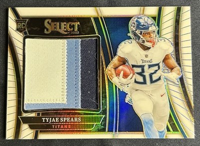 Tyjae Spears 2023 Select Rookie Jumbo Swatch White Prizm /75 #SWA-TSP Titans