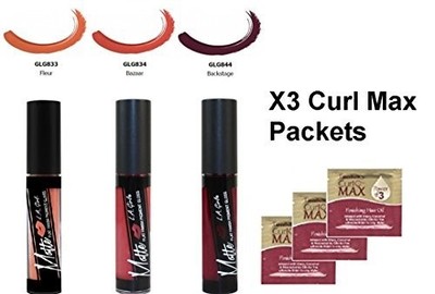 L.A. Girl Matte Pigment Gloss Set of 3 with Glamorous Hair Pin and 3 curl max