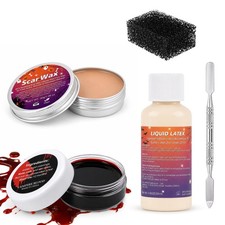 HULYHDP Halloween SFX Makeup Kit Scar Wax Fake Blood Latex Tools Style A