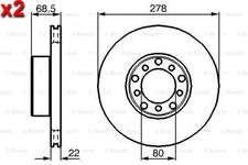BOSCH Bremsscheibe vorne x2 F&uuml;r MERCEDES W126 C107 W107 S-Class 72-86 0986478061