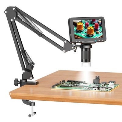 5'' LCD Digital Soldering Microscope with Flexible Stand, 1000X Magnification ...