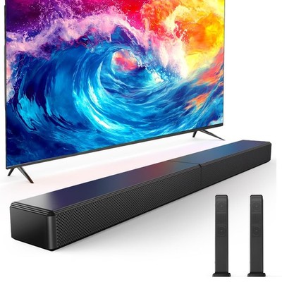 2.0 ch 100W Sound Bar for Smart TV, 2-in-1 Detachable Bluetooth 5.3 Speaker w...