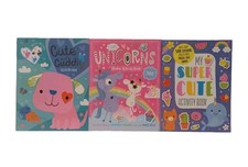 Unicorns Animals Sticker Activity Coloring Books Girls Kids Gift Lot of 3 NEW