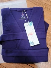 Sioro Medium Women's Cotton Sleepware Robe Deep Purple  3/4 Sleeve