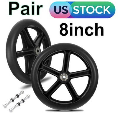 2PACK 8 Inch Walker Wheels Replacement Solid Anti Slip Rollator Wheel Set 8''