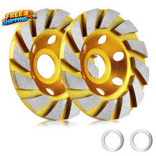 2 Pieces 4 Inch Concrete Stone Ceramic Turbo Diamond Grinding Cup Wheel,12 Segs