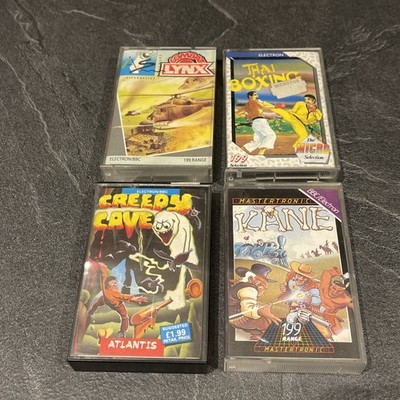 BBC B ELECTRON Spiele Konvolut Creepy Cave, Kane, Combat Lynx, Thaiboxen. Untest