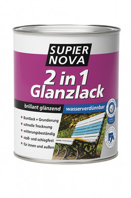 Super Nova Wasserbasierter PU-Acryllack 2in1 Glanzlack Innen- und Außenbereich
