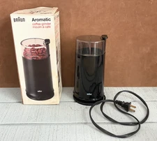 BRAUN Aromatic Coffee Grinder 2.5 Oz. Black #KSM 2 B ~ Vintage in Box ~ Tested